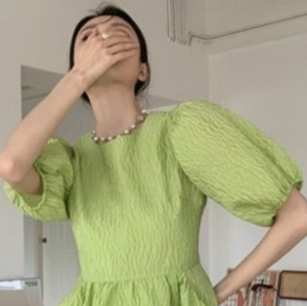 New Balloon sleeve Korea fashion top